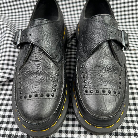 Dr Martens Ramsey II Embossed Floral Studded Creeper Monk Shoe Women's 5 - Picture 2 of 6